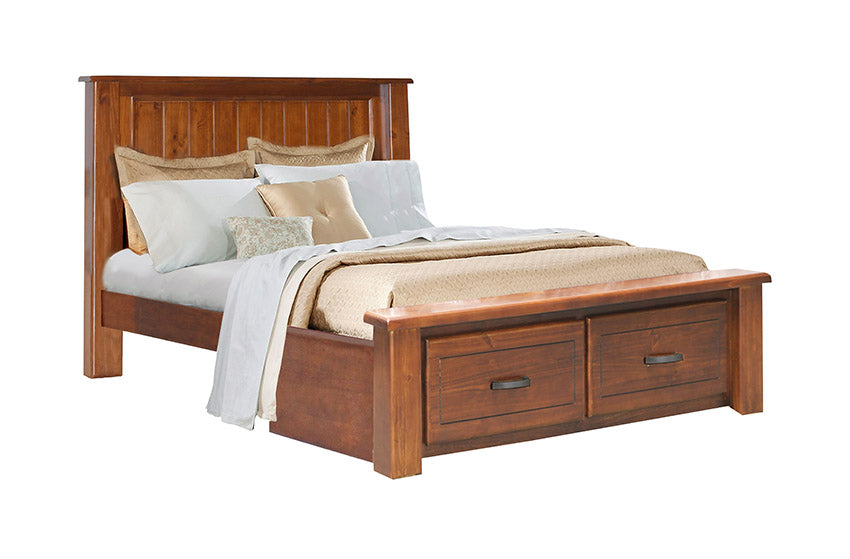 Jamaica Timber Queen Bed Built In 2 Drawers For Added Convenience Fantasia Furniture 