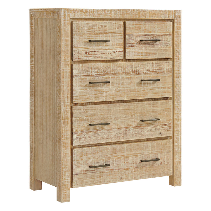 Canton Timber 5 Drawer Bedside in Breeze: A stylish and functional addition to any bedroom