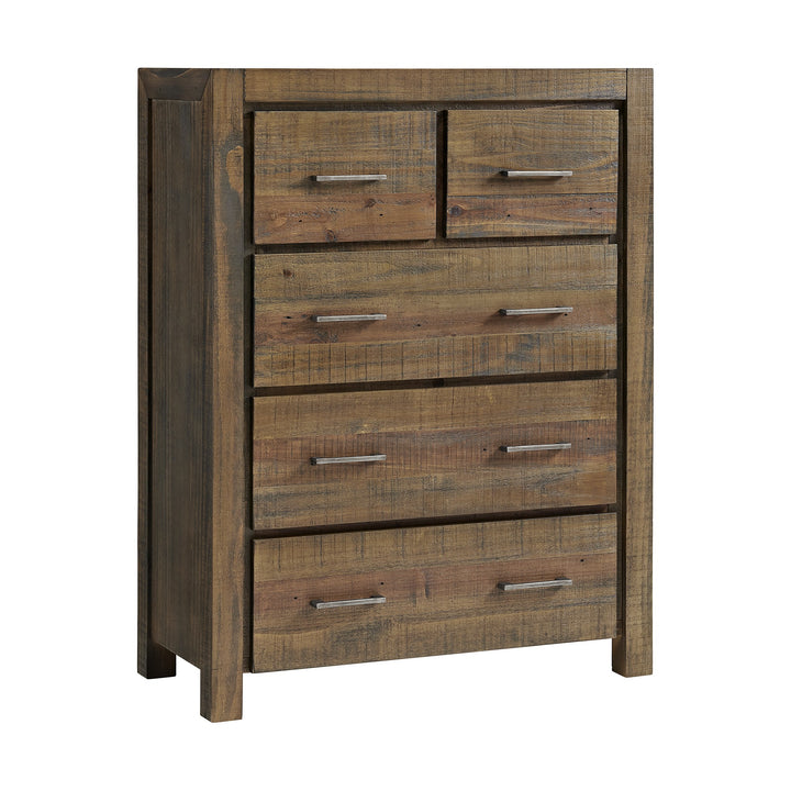 Brandon 5 - Drawer Timber Tallboy - Cigar