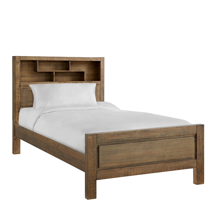 Brandon Timber King Single Bed with Bookcase in Cigar finish