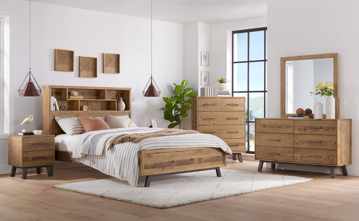 Hemingway Timber Queen Bed with Bookcase in the Bridle finish