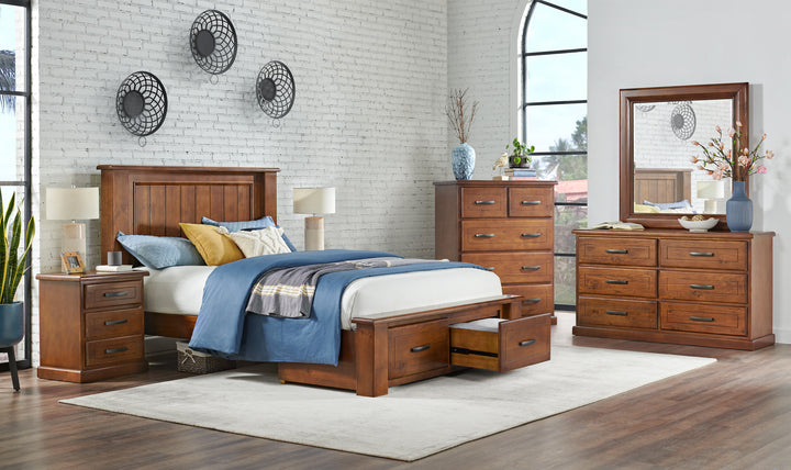 Jamaica Timber King Bed in Light Mahogany with built-in storage drawers