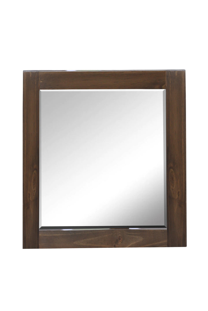 Close-up of Queenstown Mirror's Detailed Timber Frame in Mocha