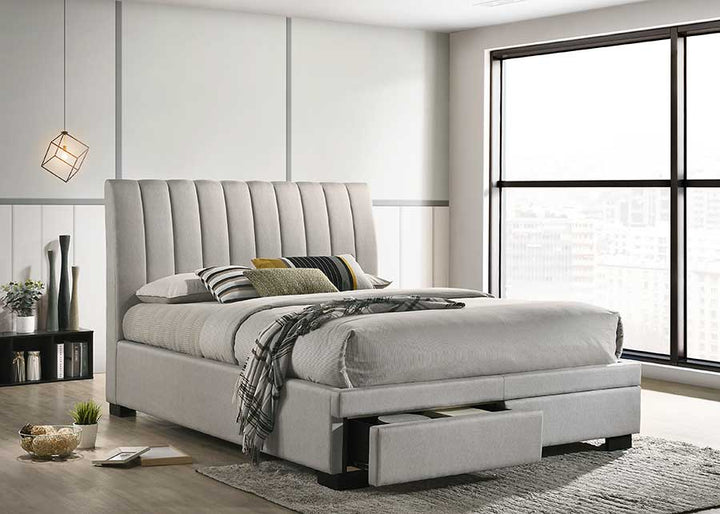 Glamis King Fabric Bed with End Drawers in Dune - Full View