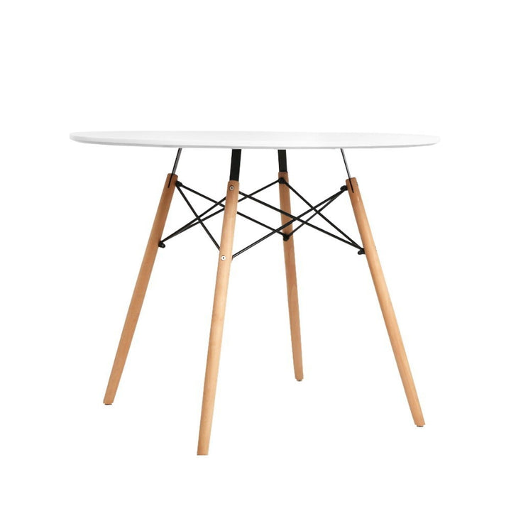 Cafe Dining Table Round 4 Seater Replica Timber White 90cm
