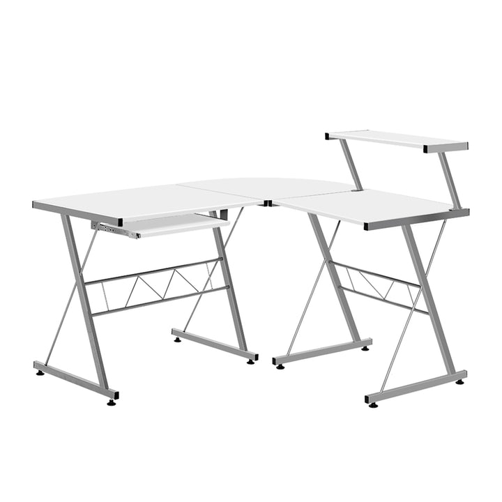 Artiss Corner Metal Pull Out Table Desk - White