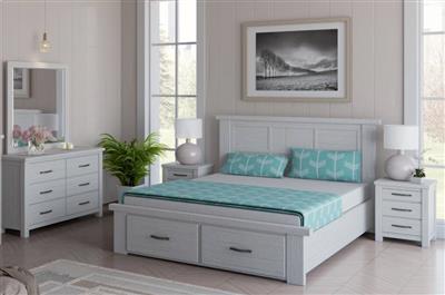 Florida 5PC King Bedroom Suite in Brushed White, showcasing its elegant design and matching pieces