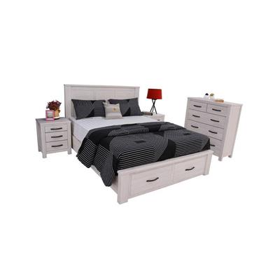 Florida 4PC Queen Bedroom Suite with Tallboy in Brushed White, displaying its cohesive design and matching elements