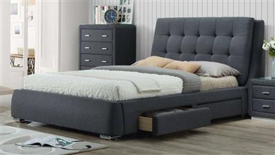 Vara Queen 4-Draw Storage Bed - Grey
