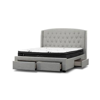 Kingston Double Storage Bed W/ 4 Drawers - Stone / Dark Grey